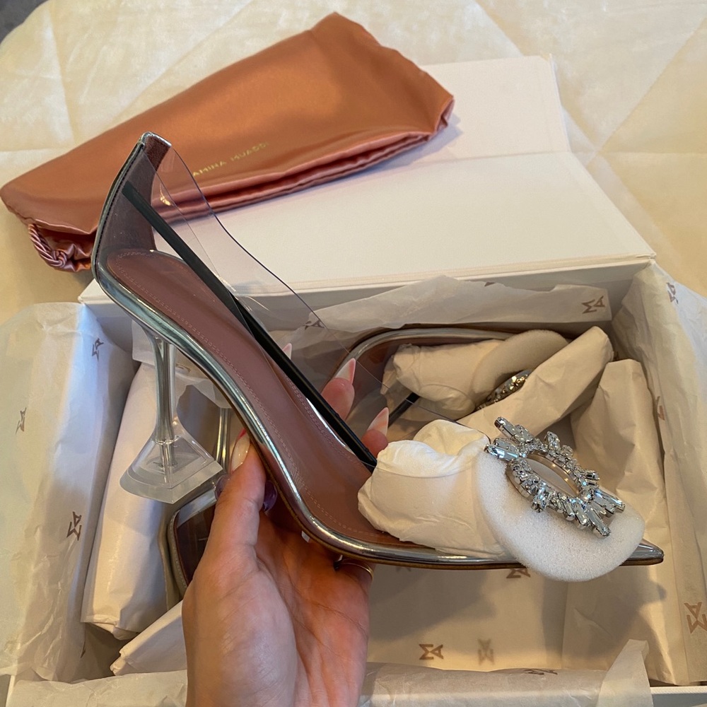 Amina Muaddi Begum Crystal Embellishment Pumps